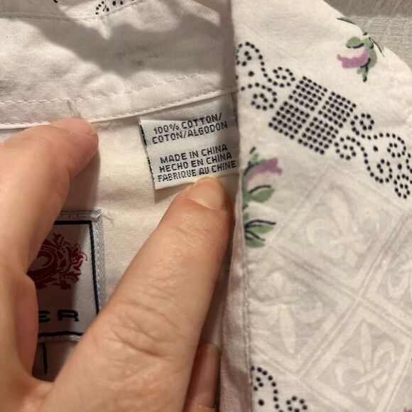 Roper White Striped Floral Western Pearl Snap Long Sleeve Size Large Rodeo 4H - Picture 6 of 8